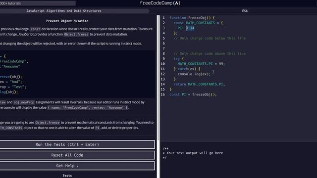 03 Prevent Object Mutation- FreeCodeCamp Solution - ES6 Javascript Algorithms & Data Structures FCC смотреть онлайн