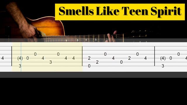 Smells Like Teen Spirit Nirvana Fingerstyle Guitar Tutorial Cover TAB смотреть онлайн