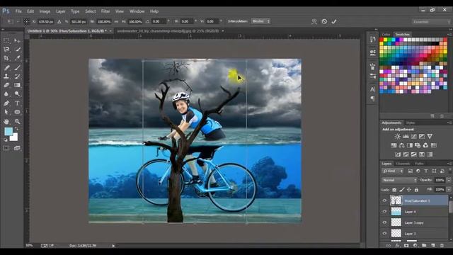 Under Water Effect photo manipulation adobe Photoshop 2017 tutorial смотреть онлайн
