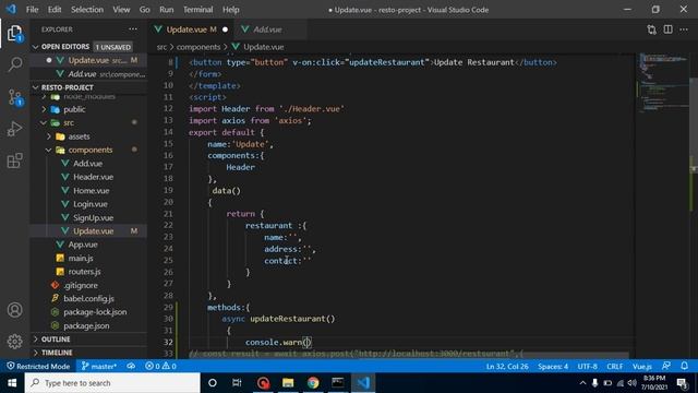 Vue js project #20 Prefill Update Restaurant Form смотреть онлайн