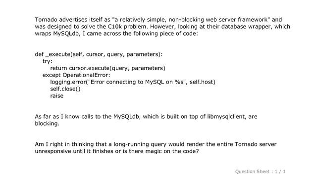 MySQL : Is Tornado really non-blocking? смотреть онлайн