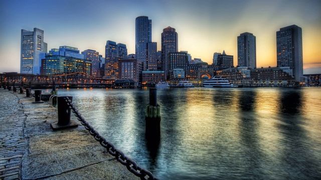 Картинка город. Река, набережная, Бостон. смотреть онлайн