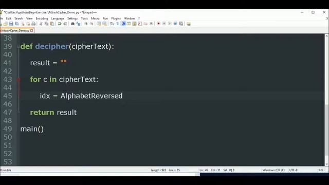 atbash cipher in python ? смотреть онлайн