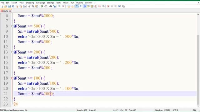 PHP Count Indian Currency Notes to Cover-up the Amount Video Tutorials смотреть онлайн