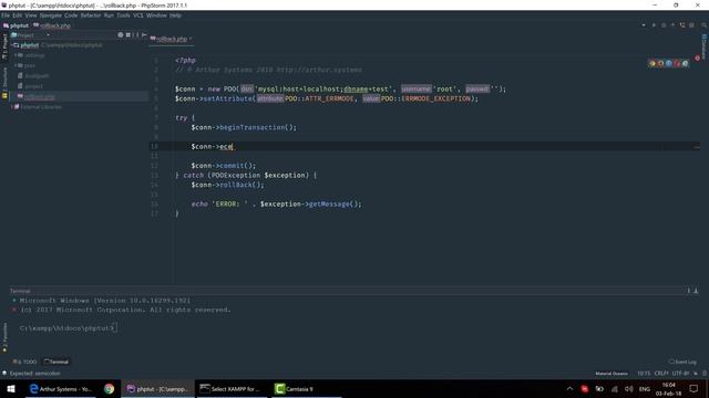 PHP PDO RollBack смотреть онлайн