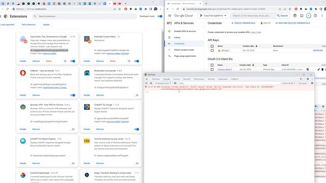 Unchecked runtime.lastError: OAuth2 request failed: Service responded with error: 'bad client id: смотреть онлайн