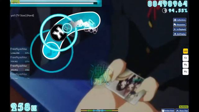 Нубство в osu! № 1 (HO-KAGO TEA TIME - Tenshi ni Fureta yo!!) смотреть онлайн