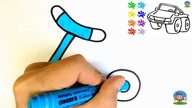 Как нарисовать САМОКАТ / Раскраска САМОКАТ для детей / How to draw SCOOTER for kids смотреть онлайн