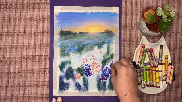 Bluebonnets art / Drawing process oil pastels // Люпины / Масляная пастель смотреть онлайн