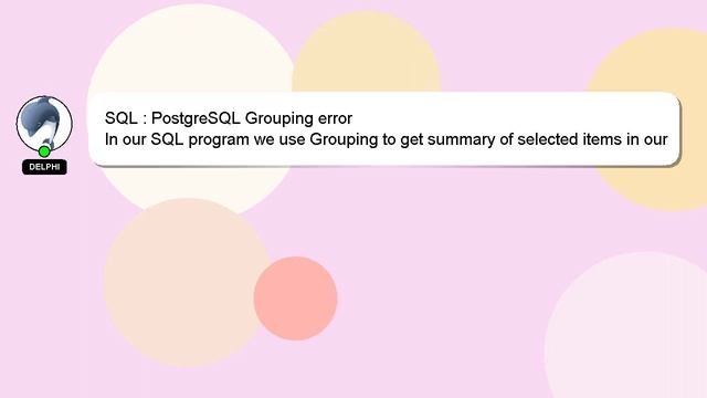 SQL : PostgreSQL Grouping error смотреть онлайн