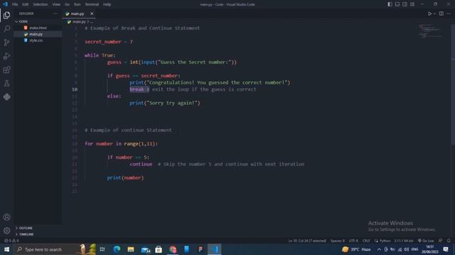 PYTHON FULL COURSE | PYTHON FOR BEGINNERS | PYTHON Break and Continue Statement смотреть онлайн