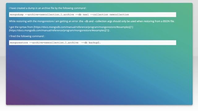 how to restore a collection or collections in mongodb from an archive file? смотреть онлайн