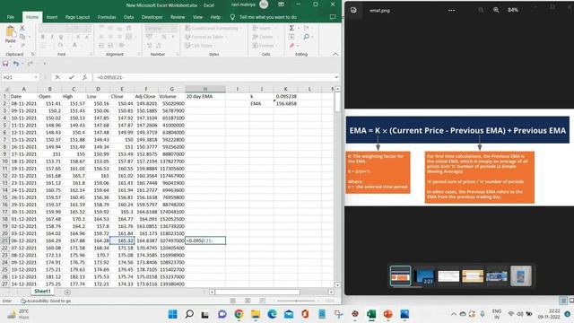 Exponential Moving Average (EMA) using excel and python смотреть онлайн