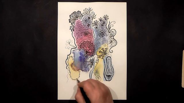 Coral reef with seaweed and fish | Technique Monotype, Pen & Ink | IOTN - Speed Painting смотреть онлайн