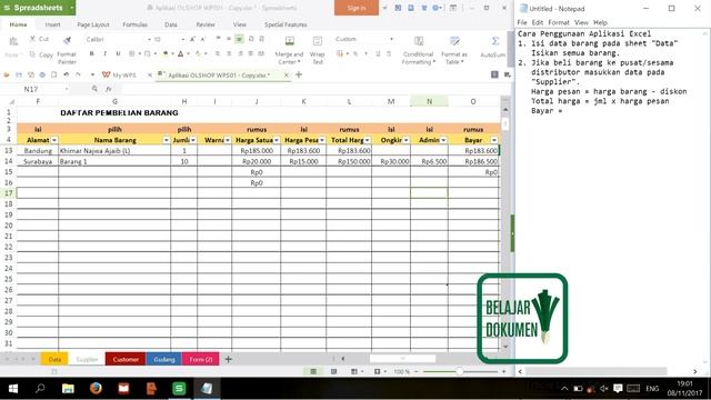 Belajar Excel - Tutorial Membuat Aplikasi Stock Gudang Sendiri (Excel & WPS Office)