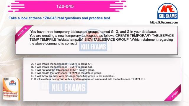 1Z0-045 - Oracle Database 10g: New Features for Oracle8i OCPs 2020 Updated dumps by Killexams.com смотреть онлайн
