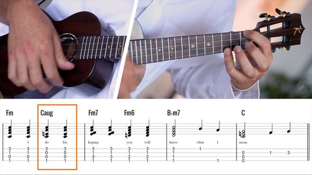 Michelle (Ukulele Fingerstyle) Tabs On Screen - The Beatles Chord Melody смотреть онлайн