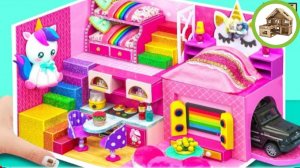 Двух этажный домик единорога с двумя спальнями и двухъярусной кроватью из кортона своими руками #38