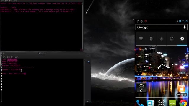 Send sms using pc via adb (linux - android) смотреть онлайн