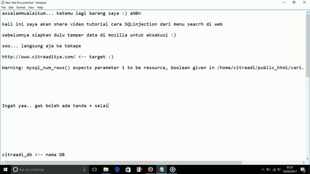 SQL injection manual in Form Search by Eka OSD - Hacker Sumbawa INDONESIA смотреть онлайн
