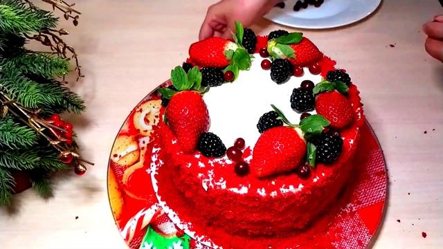 Оформление тортик Красный Бархат!У меня уже новогодние настроение? смотреть онлайн