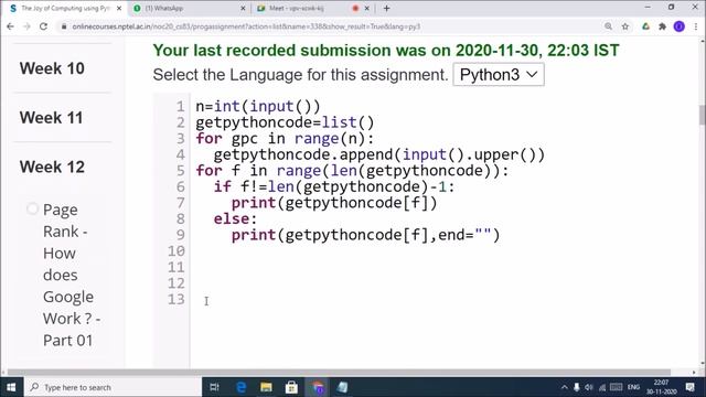 NPTEL The Joy of Computing using python week 12 all programming assignment answers with link of cod смотреть онлайн