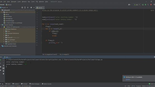 Python Program to print prime numbers in a given range of numbers смотреть онлайн