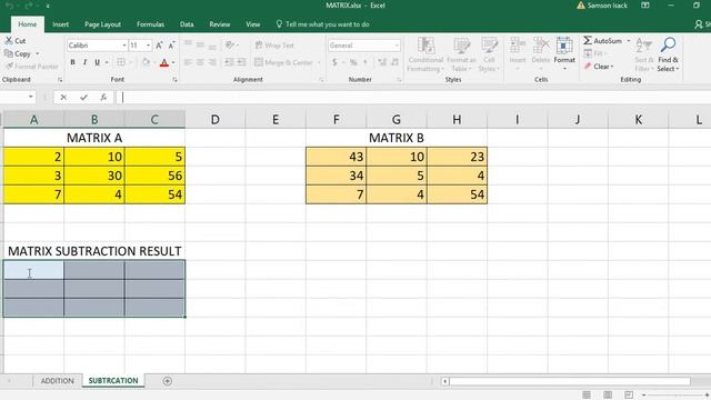 Excel: How to do Matrix SUBTRACTION in excel смотреть онлайн