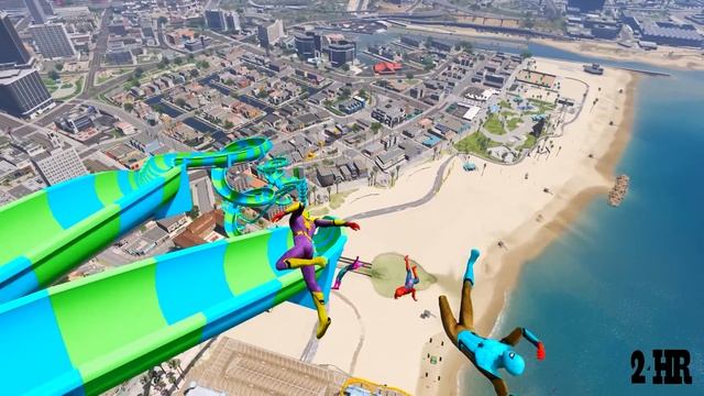 GTA 5 Rainbow Spiderman Jumping Into Lava Pool (Ragdolls/Euphoria Physics) #2 смотреть онлайн