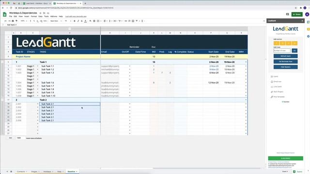 Workdays, Dependencies, Lag And Dynamic Google Sheets Gantt Chart смотреть онлайн