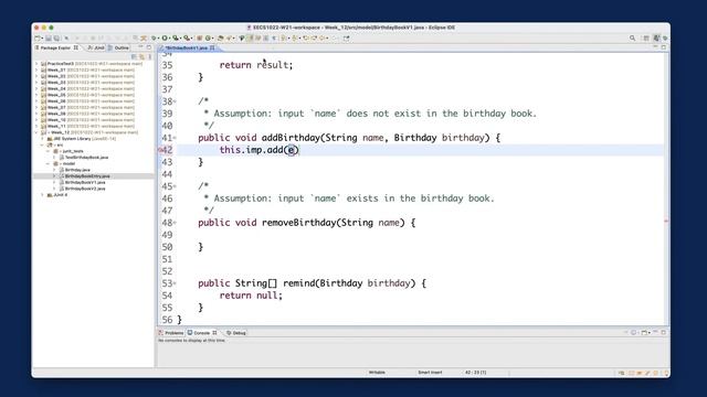 [HD] EECS1022 W21 - Java Tutorials - Week 12 - Part C1 - BirthdayBook V1 using an ArrayList: Coding смотреть онлайн