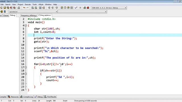 Find & Replace Character in a String using C Program смотреть онлайн