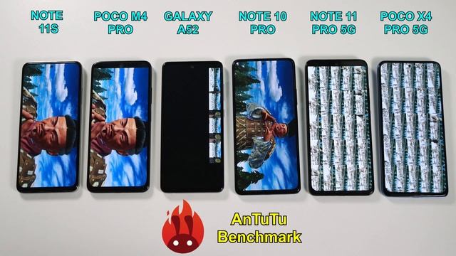 NOTE 11 Pro 5G vs POCO X4 PRO vs NOTE 10 PRO vs GALAXY A52 vs NOTE 11S vs POCO M4 PRO Antutu 3DMARK смотреть онлайн