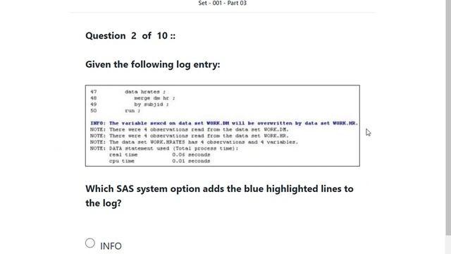 MSGLEVEL=I System option : Sample question for Clinical Trials Programming Exam смотреть онлайн