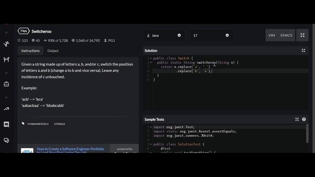 Switcheroo - Codewars - 7 Kyu (JAVA) смотреть онлайн