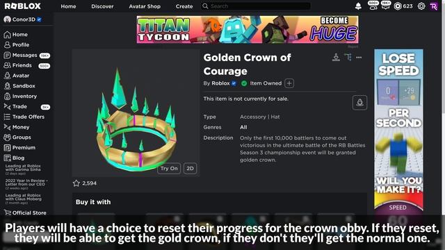 ANOTHER CHANCE AT GETTING THE GOLDEN CROWN OF COURAGE TOMORROW! (RB BATTLES SEASON 3!) | Roblox смотреть онлайн