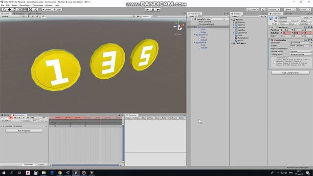 How To Make 3D Coins Or Any Gameobject Rotate With Animation In Your Game Made With Unity Software смотреть онлайн