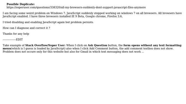 JavaScript suddenly stopped working on windows7 all browsers? смотреть онлайн