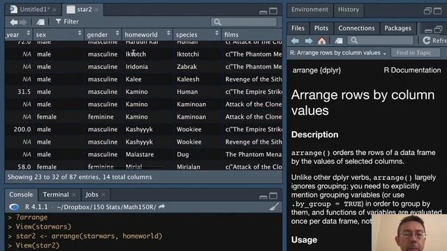 Reordering Rows in R with arrange() смотреть онлайн