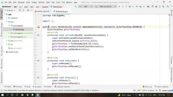 create 3d game in android studio tutorial 1 - setup opengl
