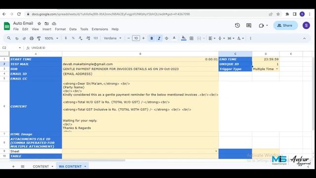 SEND CUSTOMIZED AUTO EMAILS | WITH TABLE FEATURE | ADD IN MULTIPLE SHEET IN 10 MIN смотреть онлайн