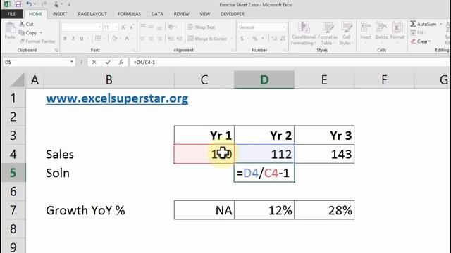 Calculating Year on Year % Growth in Excel in Hindi смотреть онлайн