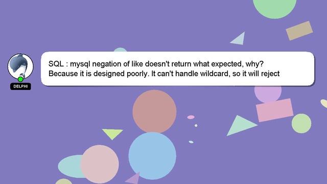 SQL : mysql negation of like doesn't return what expected, why? смотреть онлайн
