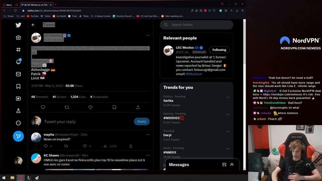 Nemesis react to EXCEL Lec Roster? смотреть онлайн