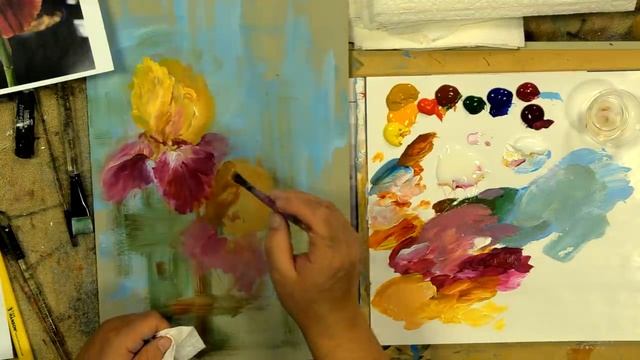 Painting a Casual Iris Flower with Acrylics смотреть онлайн