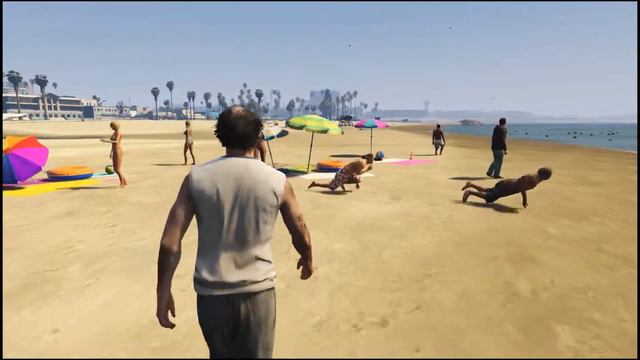 GTAV - People falling at the beach смотреть онлайн