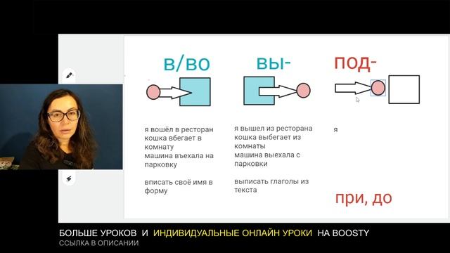 Русские приставки В/Во-, Вы- , Под-, При- и До Russian prefixes смотреть онлайн
