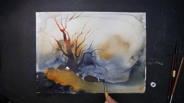 How to paint Trees in watercolor painting смотреть онлайн