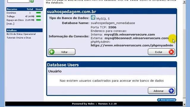 Criando banco de dados MySQL 5 utilizando o Painel de Controle HELM - ITMNETWORKS смотреть онлайн