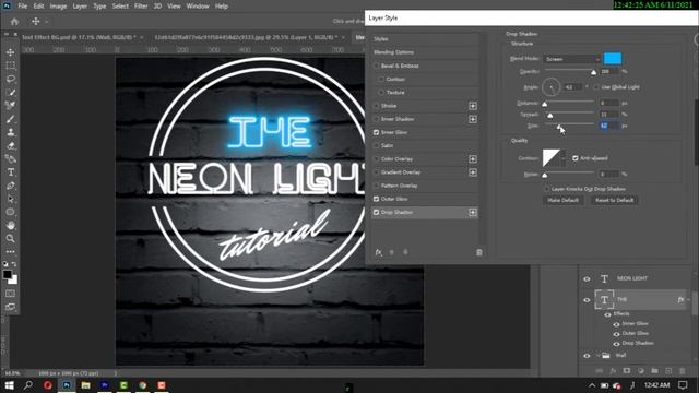 Realistic Neon Light Effect in Photoshop смотреть онлайн